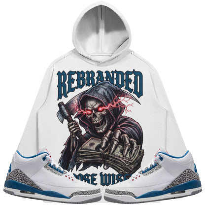 Choose Wisely (Air Jordan 3 True Blue) 380 GSM Brushed Fleece Drawstring Hoodie