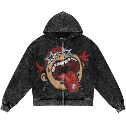 Follow Your Dreams (Air Jordan 12 Bloodline) 440GSM Heavyweight Vintage Snow Wash Zip Up Hoodie