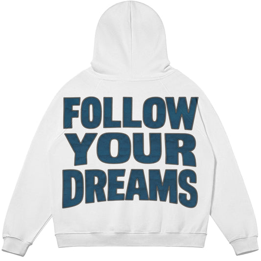 Rebranded Studios Follow Your Dreams Air Jordan 3 True Blue 380GSM Brushed Fleece Relaxed Fit Hoodie — alternate view