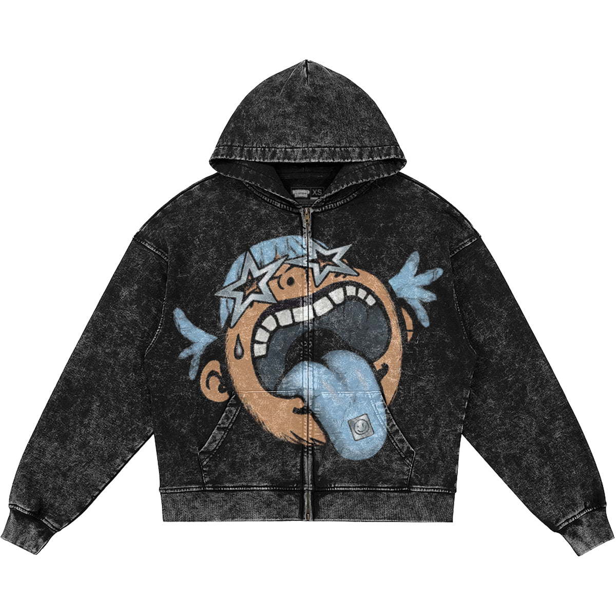 Follow Your Dreams (Air Jordan 5 Black Carolina UNC) 440GSM Heavyweight Vintage Snow Wash Zip Up Hoodie