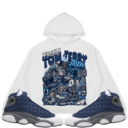 Freddy Tom Vs Jerry Jason (Air Jordan 13 Flint) 380GSM Brushed Fleece Relaxed Fit Hoodie