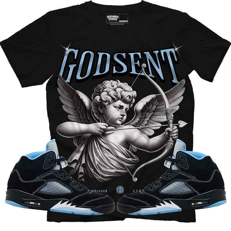 God Sent  (Air Jordan 5 Black Carolina UNC) T-Shirt