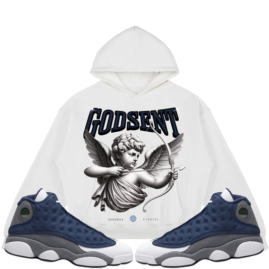 Rebranded Studios God Sent Air Jordan 13 Flint 380GSM Brushed Fleece Relaxed Fit Hoodie