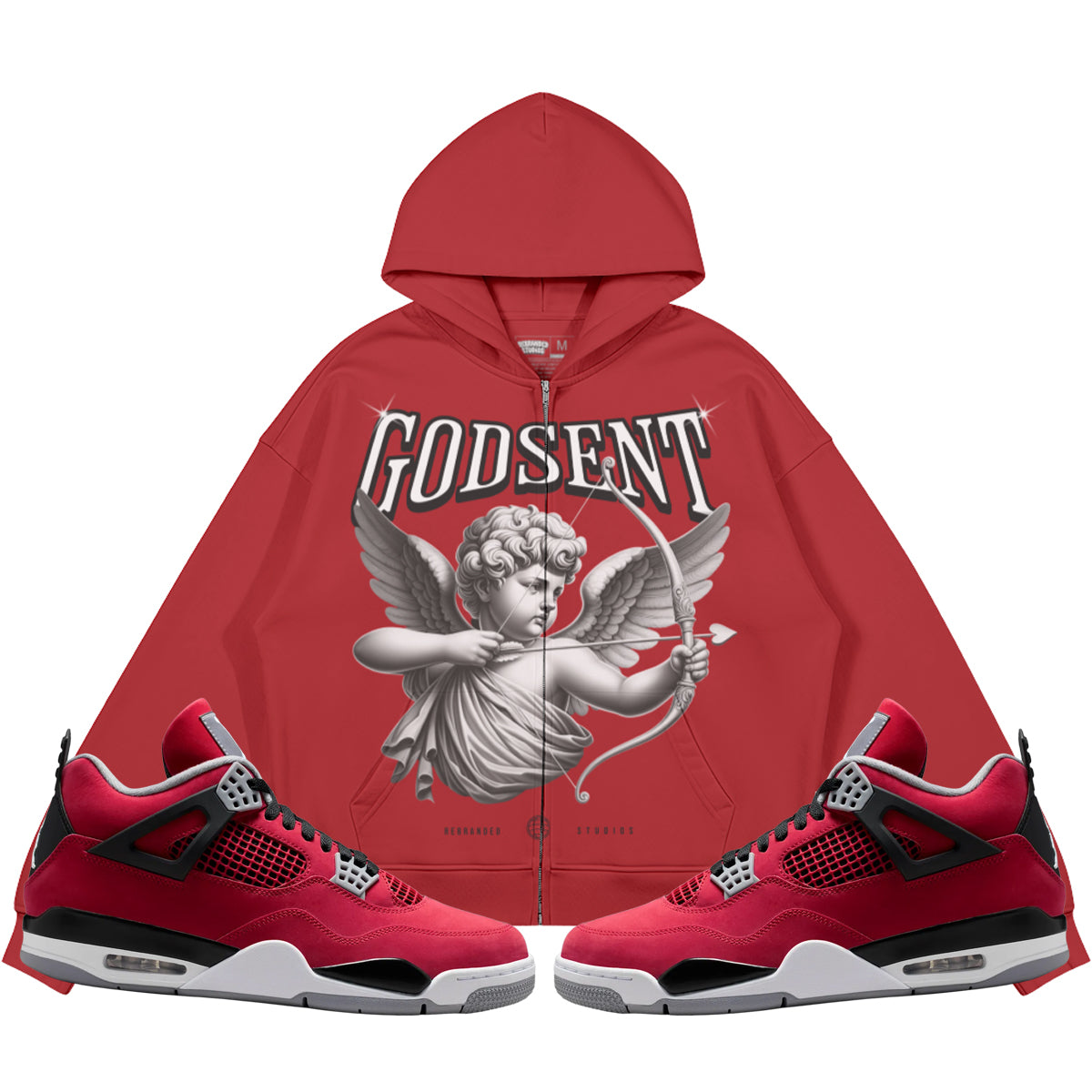 God Sent (Air Jordan 4 Toro Bravo) 440GSM Heavyweight Zip Up Hoodie