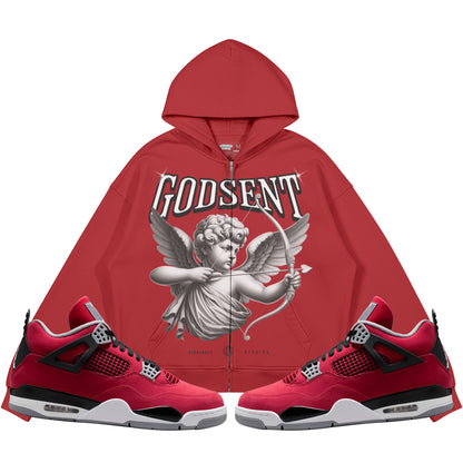 God Sent (Air Jordan 4 Toro Bravo) 440GSM Heavyweight Zip Up Hoodie