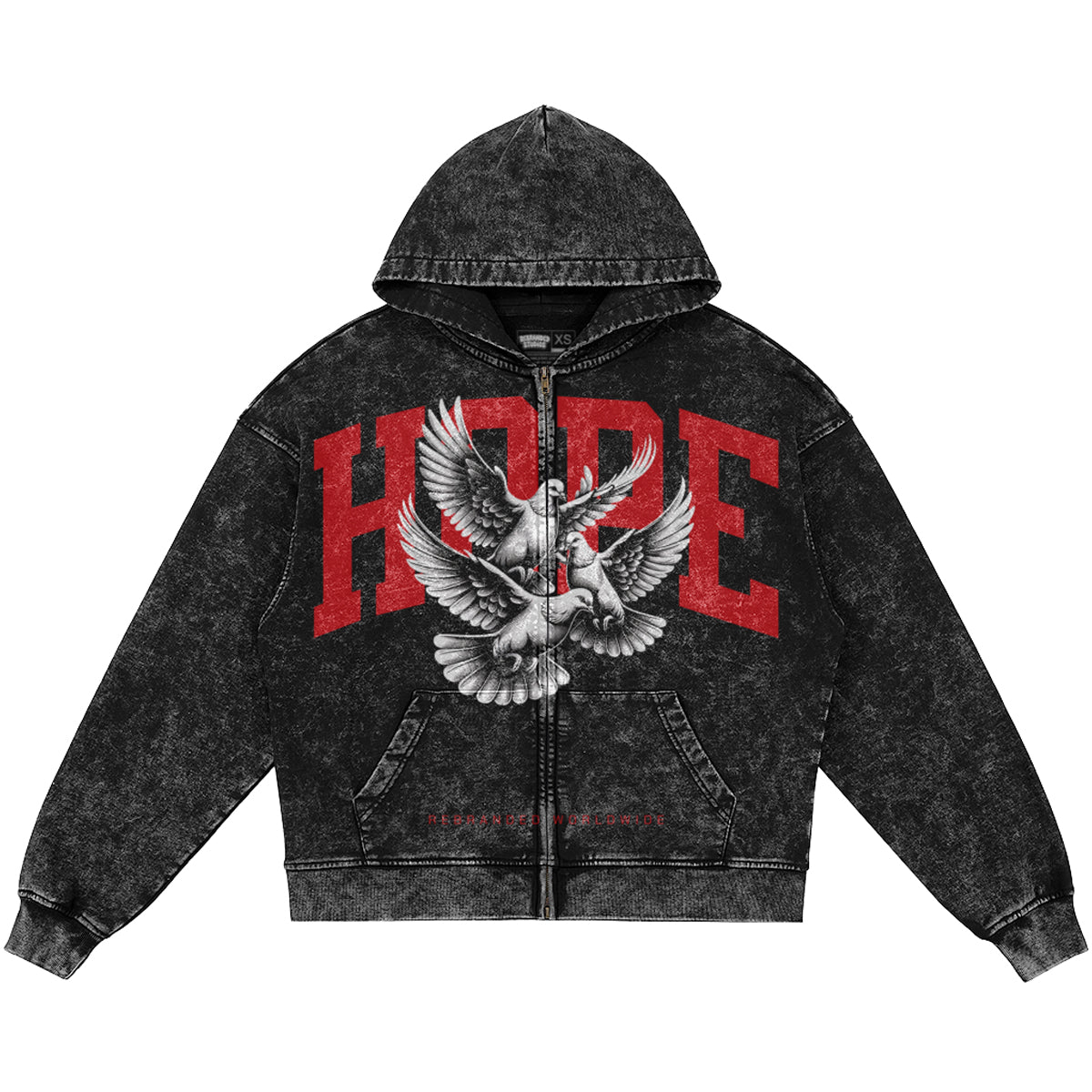 Hope (Air Jordan 12 Bloodline) 440GSM Heavyweight Vintage Snow Wash Zip Up Hoodie