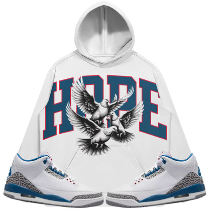 Hope (Air Jordan 3 True Blue) 380 GSM Brushed Fleece Drawstring Hoodie