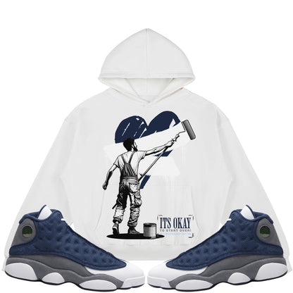 It's Okay To Start Over (Air Jordan 13 Flint) 380GSM Brushed Fleece Relaxed Fit Hoodie