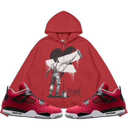 It's Okay To Start Over (Air Jordan 4 Toro Bravo) 440GSM Heavyweight Zip Up Hoodie