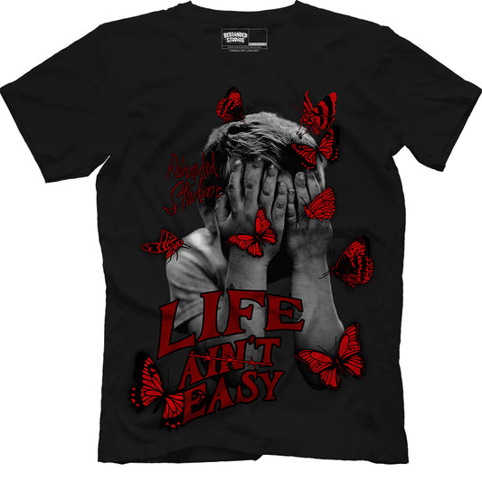 Rebranded Studios Life Ain't Easy Air Jordan 12 Bloodline Graphic T-Shirt — alternate view