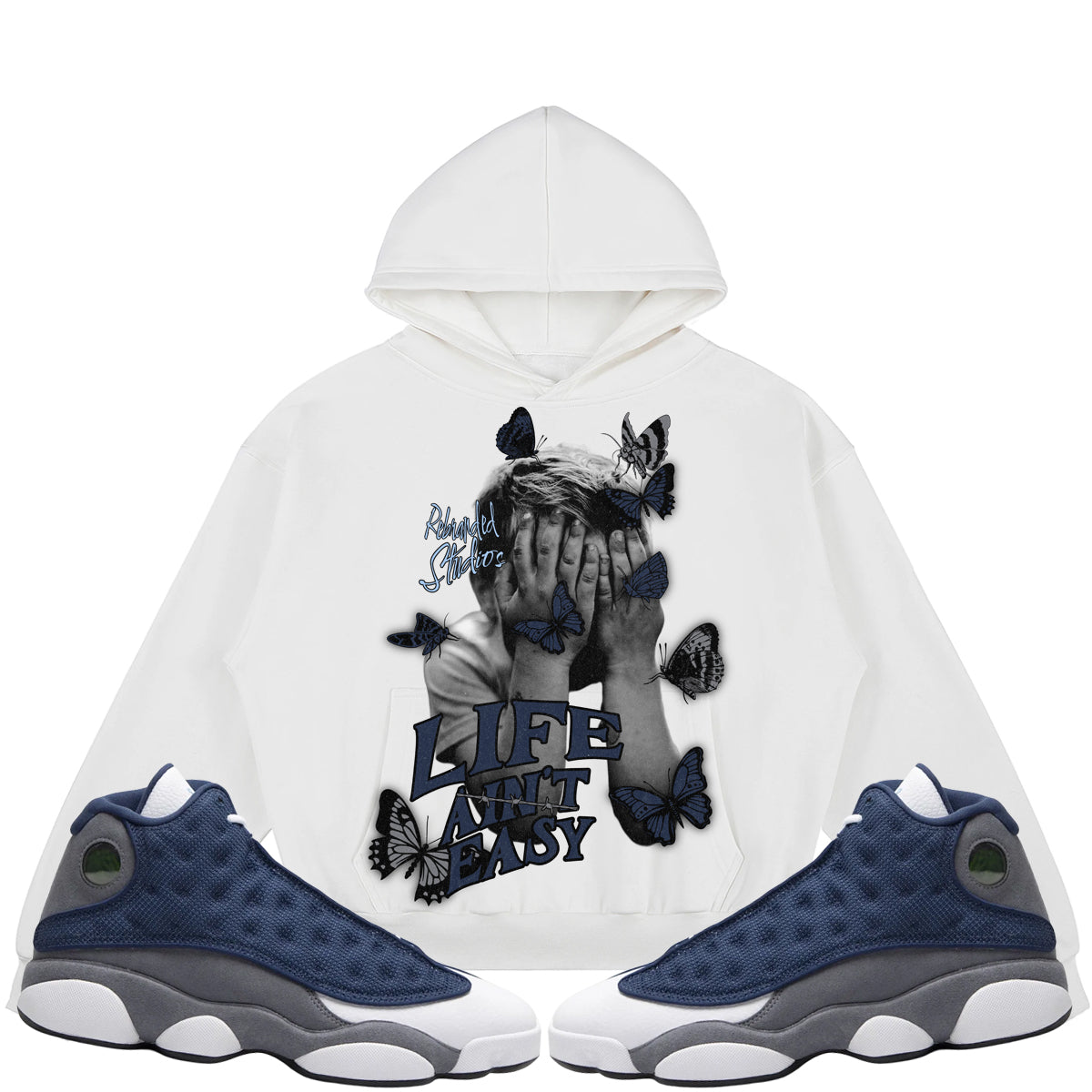 Life Ain't Easy (Air Jordan 13 Flint) 380GSM Brushed Fleece Relaxed Fit Hoodie