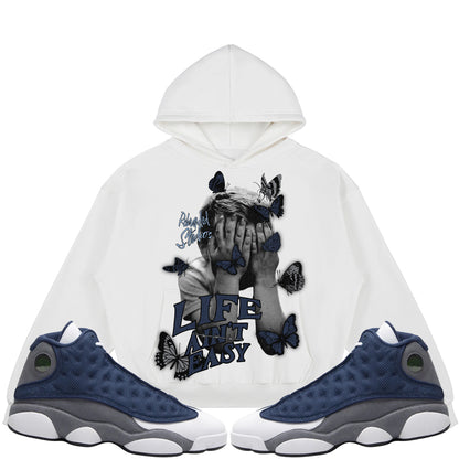 Life Ain't Easy (Air Jordan 13 Flint) 380GSM Brushed Fleece Relaxed Fit Hoodie