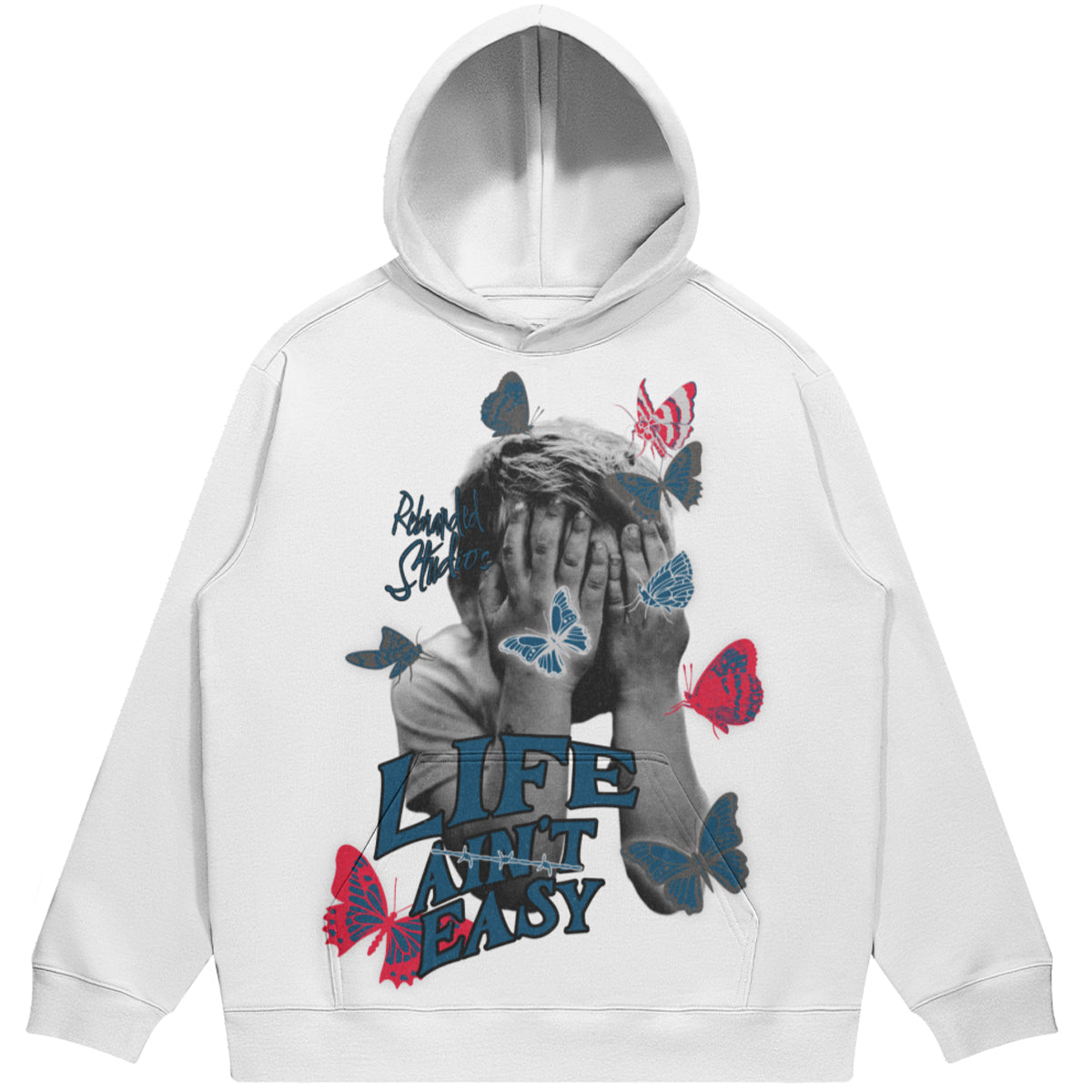 Life Ain't Easy (Air Jordan 3 True Blue) 380 GSM Brushed Fleece Drawstring Hoodie