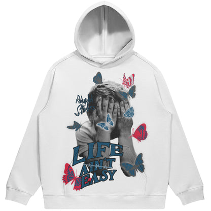 Life Ain't Easy (Air Jordan 3 True Blue) 380 GSM Brushed Fleece Drawstring Hoodie