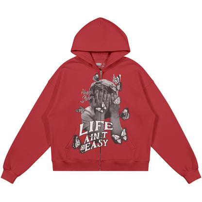 Life Ain't Easy (Air Jordan 4 Toro Bravo) 440GSM Heavyweight Zip Up Hoodie