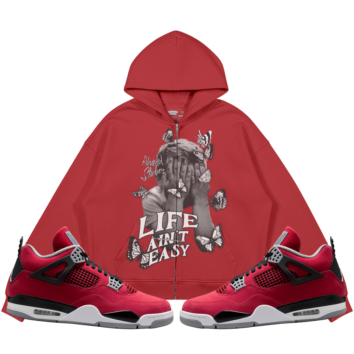 Life Ain't Easy (Air Jordan 4 Toro Bravo) 440GSM Heavyweight Zip Up Hoodie