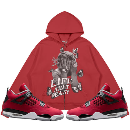 Life Ain't Easy (Air Jordan 4 Toro Bravo) 440GSM Heavyweight Zip Up Hoodie