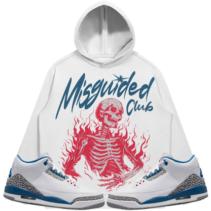Misguided Club (Air Jordan 3 True Blue) 380 GSM Brushed Fleece Drawstring Hoodie