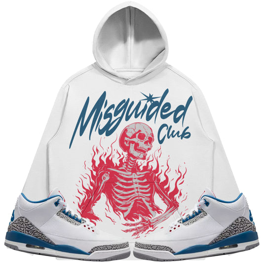 Misguided Club (Air Jordan 3 True Blue) 380 GSM Brushed Fleece Drawstring Hoodie