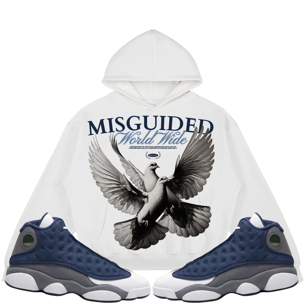 Misguided WW Birds (Air Jordan 13 Flint) 380GSM Brushed Fleece Relaxed Fit Hoodie
