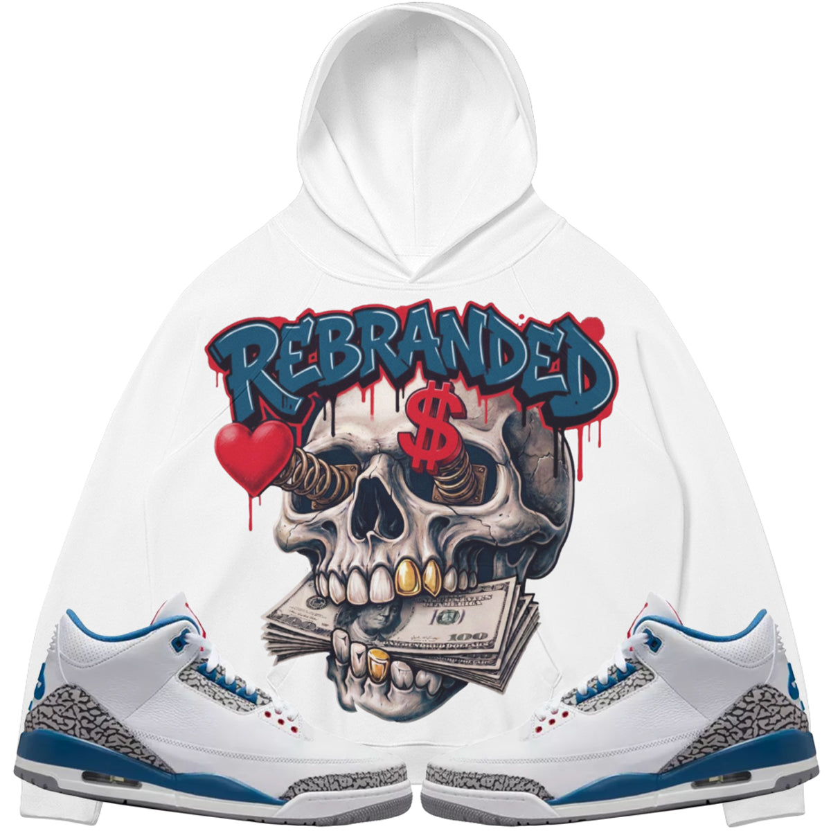 Money Lover (Air Jordan 3 True Blue) 380 GSM Brushed Fleece Hoodie