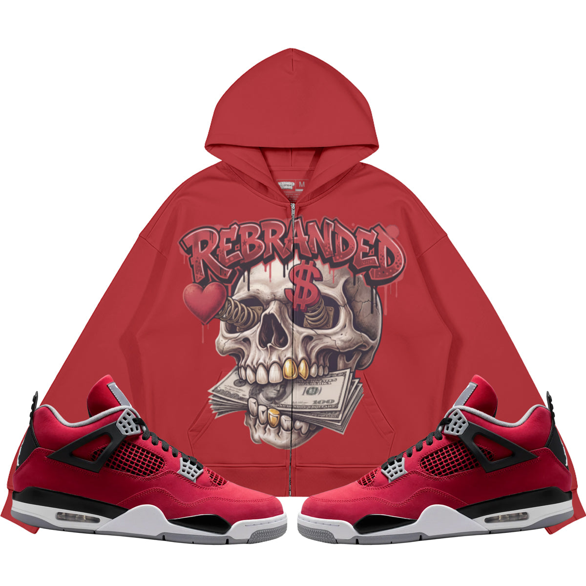 Money Lover (Air Jordan 4 Toro Bravo) 440GSM Heavyweight Zip Up Hoodie