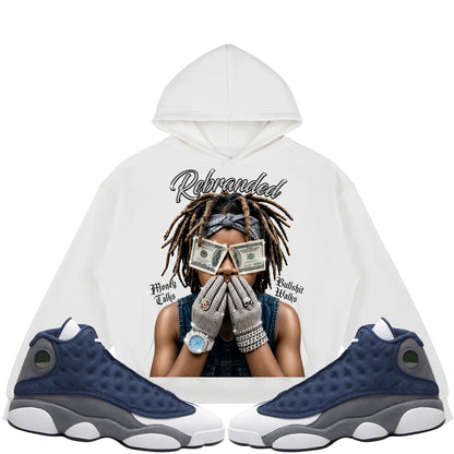 Money Talks Bullshit Walks (Air Jordan 13 Flint) 380GSM Brushed Fleece Relaxed Fit Hoodie