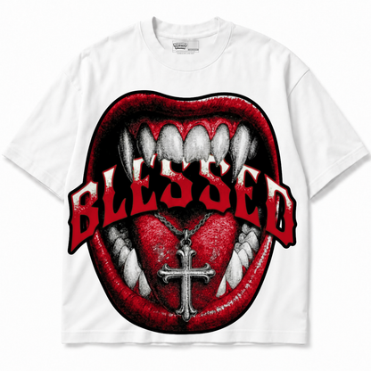 Blessed Air Jordan 9 OG Space Jam Graphic T-Shirt — white T-shirt front without sneakers