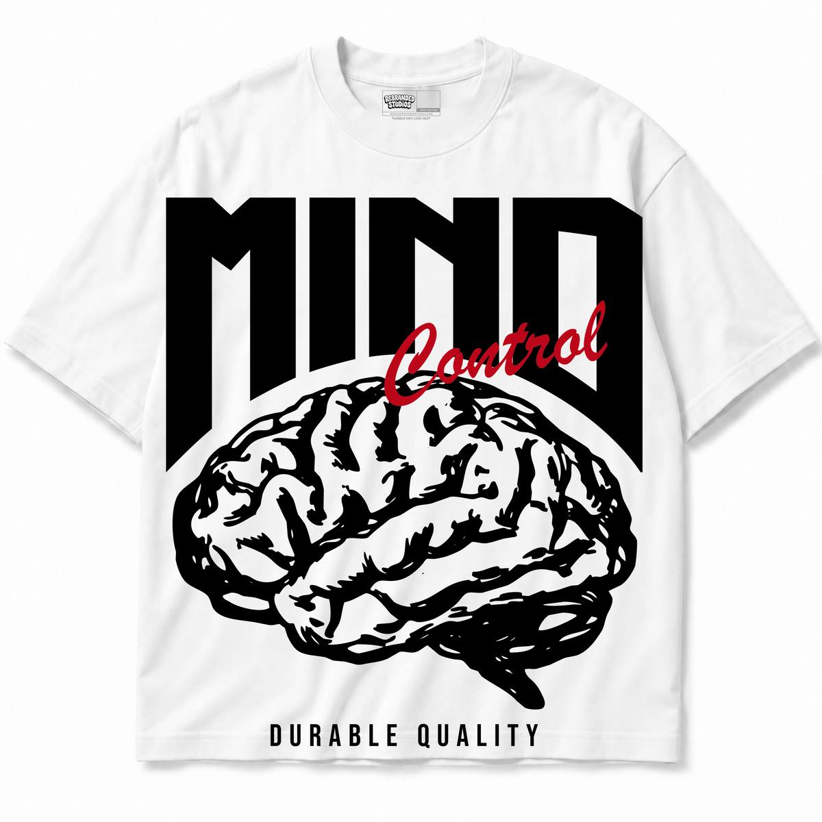 Mind Control Air Jordan 9 OG Space Jam Graphic T-Shirt — white T-shirt front without sneakers