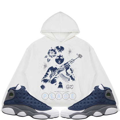 Peace (Air Jordan 13 Flint) 380GSM Brushed Fleece Relaxed Fit Hoodie