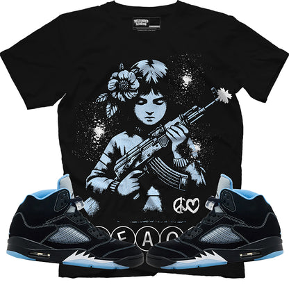 Peace (Air Jordan 5 Black Carolina UNC) T-Shirt