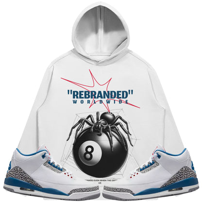 Rebranded Spider (Air Jordan 3 True Blue) 380 GSM Brushed Fleece Drawstring Hoodie