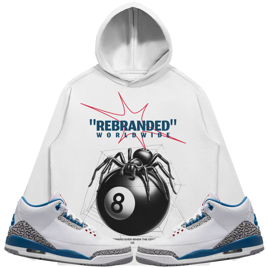 Rebranded Spider (Air Jordan 3 True Blue) 380 GSM Brushed Fleece Drawstring Hoodie