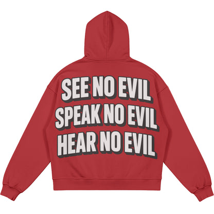 SEE NO EVIL SPEAK NO EVIL HEAR NO EVIL (Air Jordan 4 Toro Bravo) 440GSM Heavyweight Zip Up Hoodie