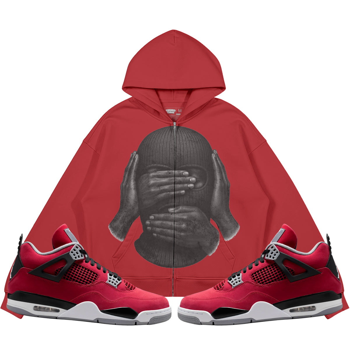 SEE NO EVIL SPEAK NO EVIL HEAR NO EVIL (Air Jordan 4 Toro Bravo) 440GSM Heavyweight Zip Up Hoodie