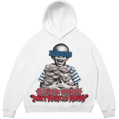 Scared Money Don't Make No Money (Air Jordan 3 True Blue) 380 GSM Brushed Fleece Hoodie