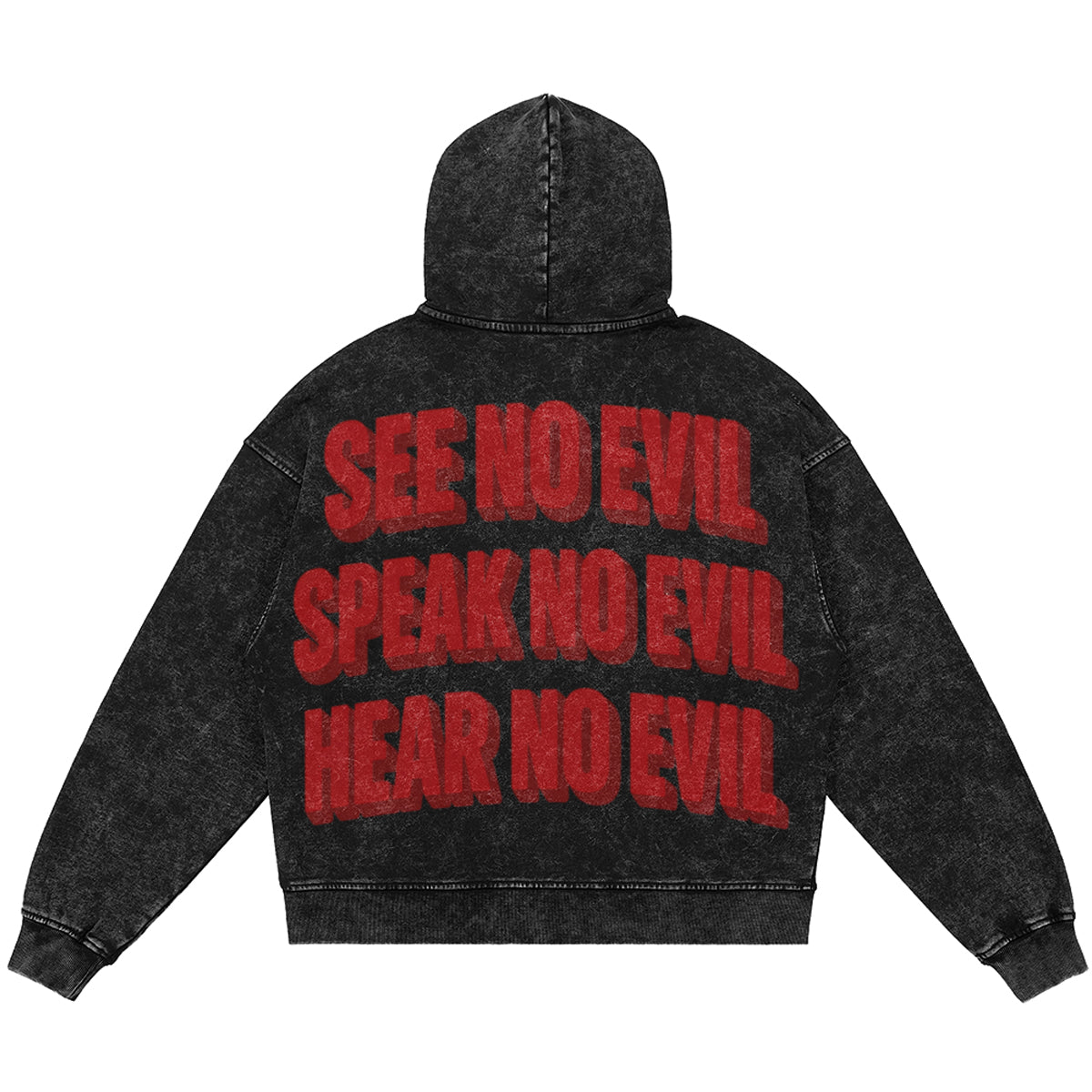 See No Evil (Air Jordan 12 Bloodline) 440GSM Heavyweight Vintage Snow Wash Zip Up Hoodie