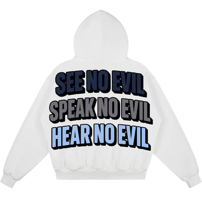 SEE NO EVIL SPEAK NO EVIL HEAR NO EVIL (Air Jordan 13 Flint) 380GSM Brushed Fleece Relaxed Fit Hoodie
