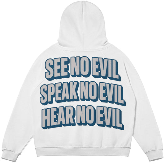 Rebranded Studios See No Evil Air Jordan 3 True Blue 380GSM Brushed Fleece Relaxed Fit Hoodie — alternate view