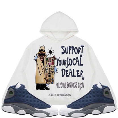 Support Your Local Dealer  (Air Jordan 13 Flint) 380GSM Brushed Fleece Relaxed Fit Hoodie