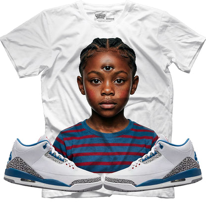 Rebranded Studios The Third Eye Air Jordan 3 True Blue Graphic T-Shirt