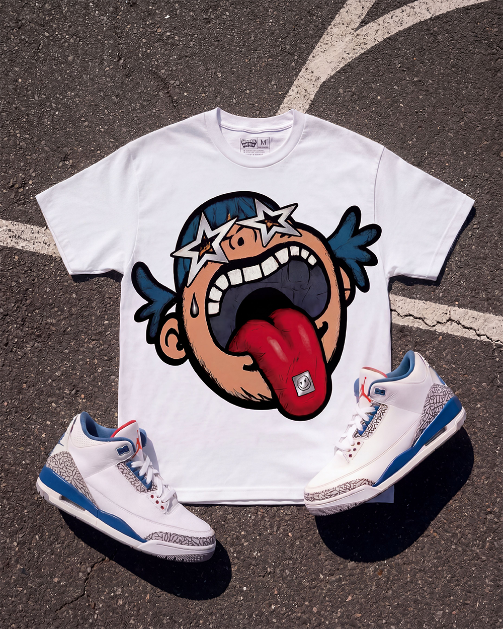 Rebranded Studios Follow Your Dreams Air Jordan 3 True Blue 425GSM Oversized Graphic T-Shirt