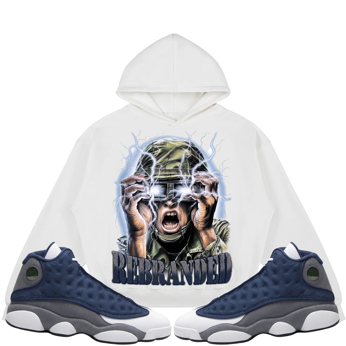 War Hero (Air Jordan 13 Flint) 380GSM Brushed Fleece Relaxed Fit Hoodie