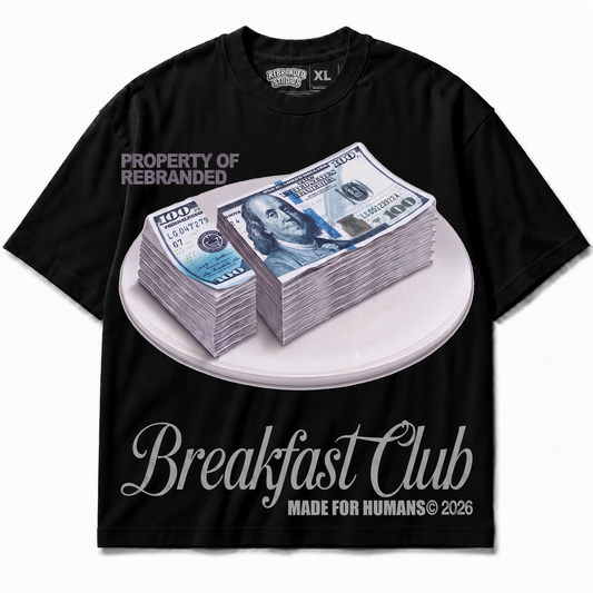 Rebranded Studios Breakfast Club Air Jordan 8 Chrome Graphic T-Shirt - front view without sneakers — alternate view