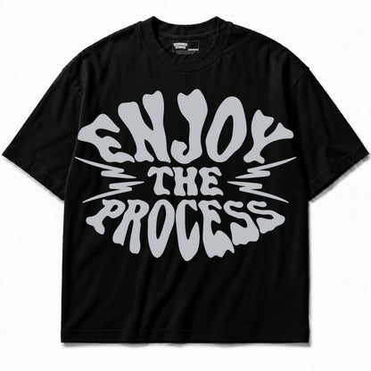 Rebranded Studios Enjoy The Process T-shirt - neutral print - front without sneakers