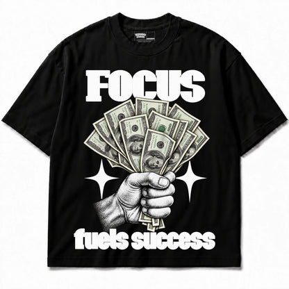 Rebranded Studios Focus Fuels Success T-shirt - neutral print - front without sneakers