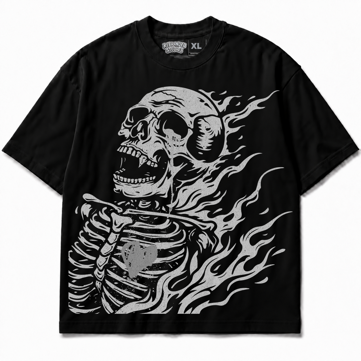 Rebranded Studios Club Air Jordan 8 Chrome Graphic T-Shirt - front view without sneakers