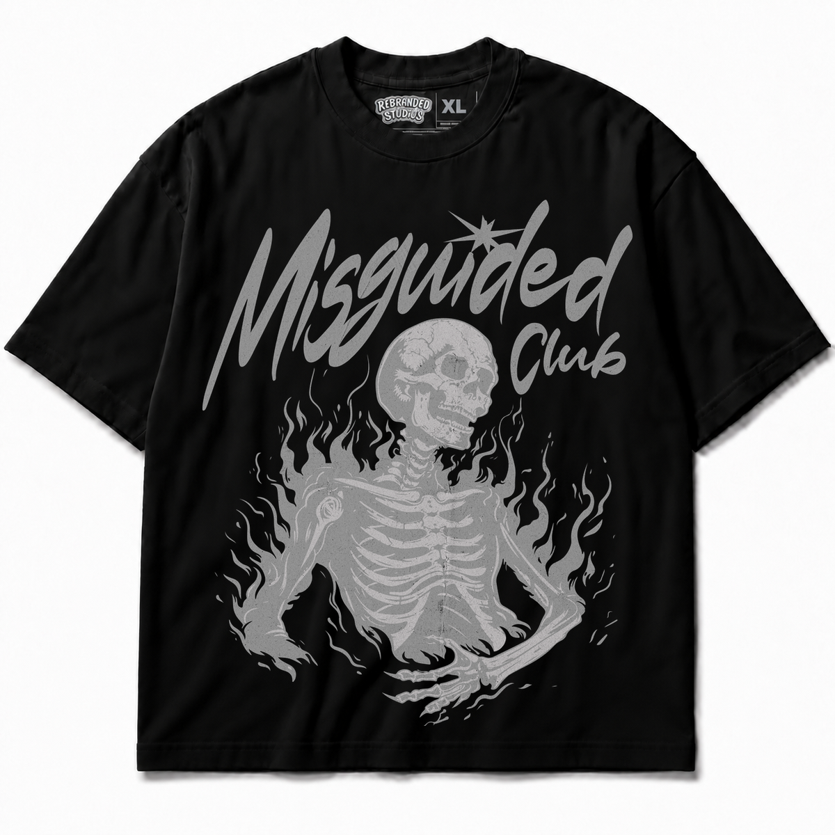 Rebranded Studios Club Air Jordan 8 Chrome Graphic T-Shirt - front view without sneakers