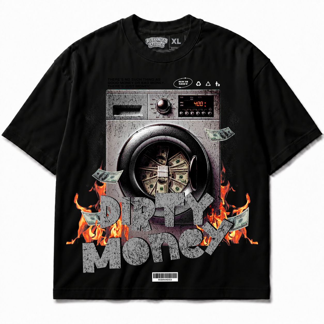 Rebranded Studios Dirty Money Air Jordan 8 Chrome Graphic T-Shirt