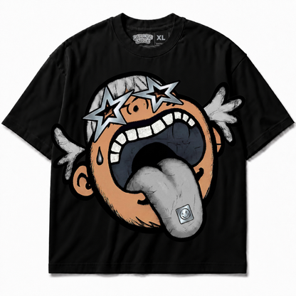 Rebranded Studios Follow Your Dreams Air Jordan 8 Chrome 425GSM Oversized Graphic T-Shirt - front view without sneakers